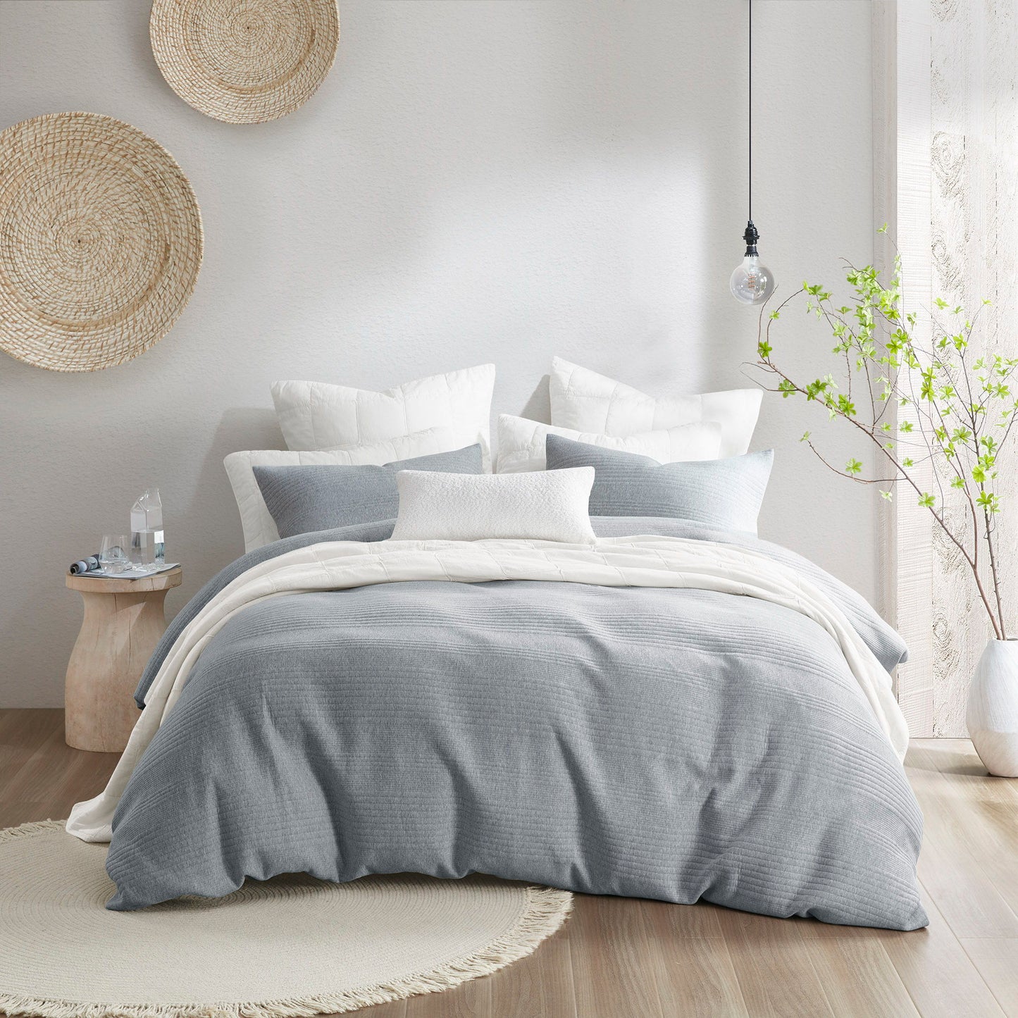 Ellis - 3 Piece Full Duvet Set - Heathered Gray