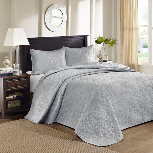 Quebec - Queen Reversible Bedspread Set - Gray