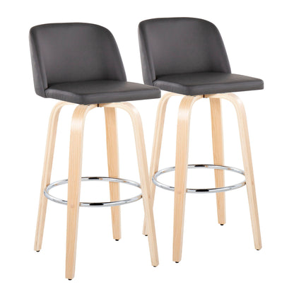 Toriano - Contemporary Fixed Height Barstool & Swivel With Round Footrest (Set of 2) Lumi Source