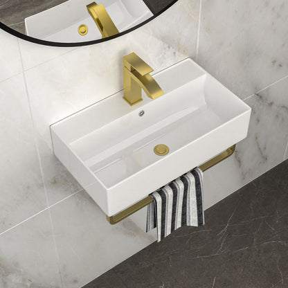 Wall Mounted Rectangular Bathroom Sink With Towel Bar Daily Nest