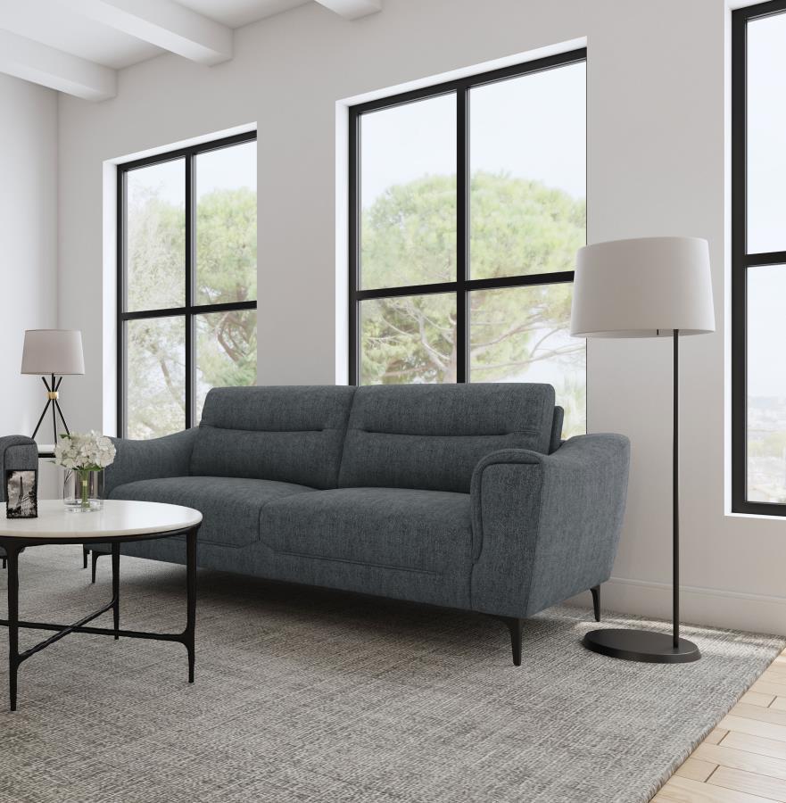 Nolan - Upholstered Sloped Track Arm Sofa - Charcoal Coaster Fine Furniture
