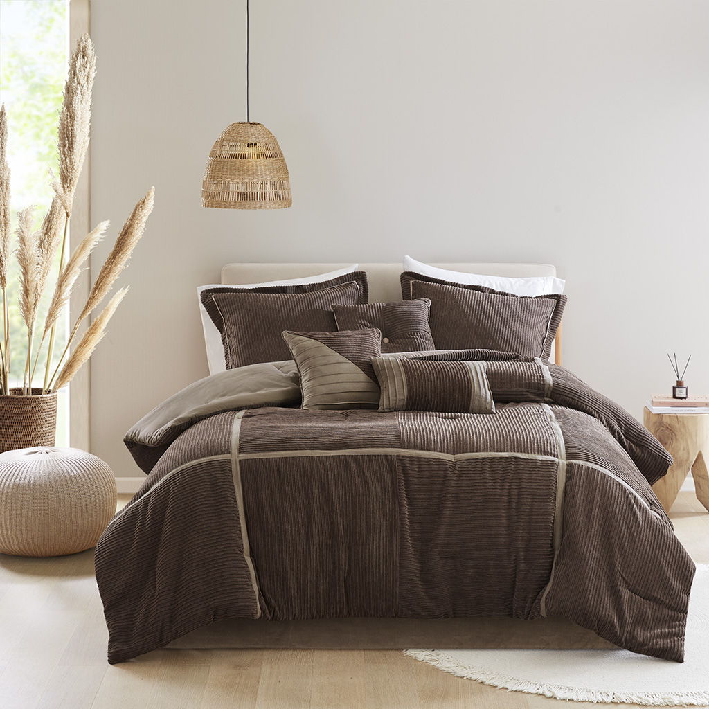 Dallas - 7 Piece Queen Comforter Set - Brown Madison Park