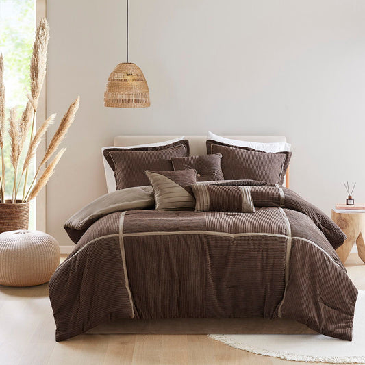 Dallas - 7 Piece California King Comforter Set - Brown Madison Park
