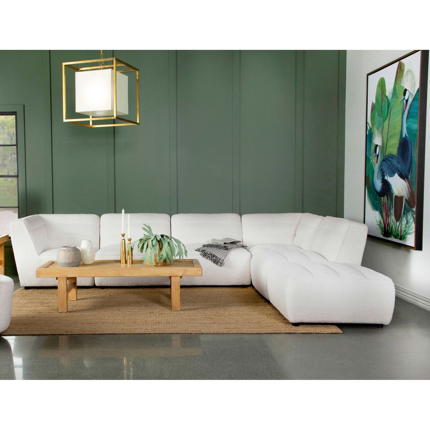 Nevve - 6 Piece Upholstered Tufted Sectional - Ivory Furniture Max
