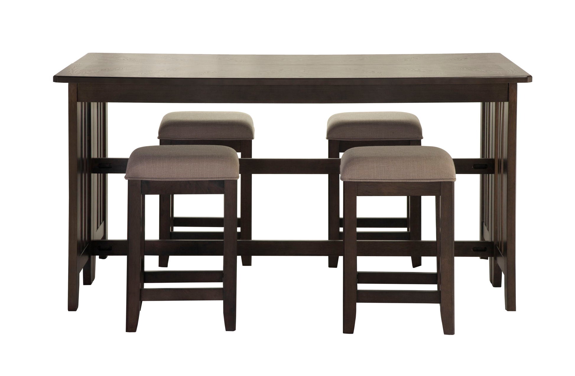 Drop Leaf Table & 4 Stools - Dark Brown Bernards Furniture