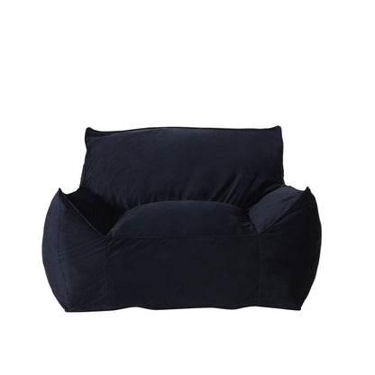 Allea - Velveteen Bean Bag Chair With Armrests - Midnight Blue Home Essentials