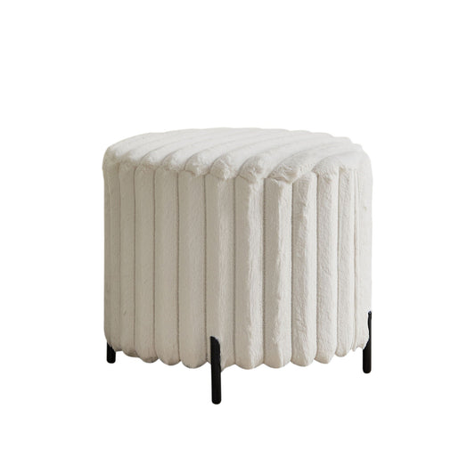 Wide Upholstered Round Pouf Ottoman Foot Rest Home Essentials
