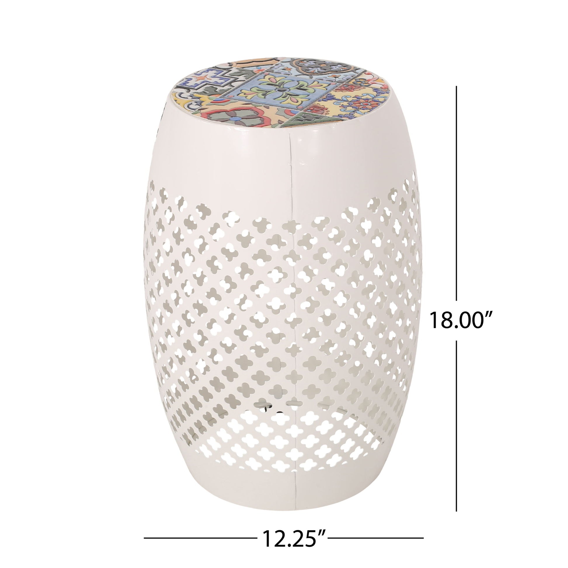 Roswell - Outdoor Side Table With Mosaic Tile Top Noble House