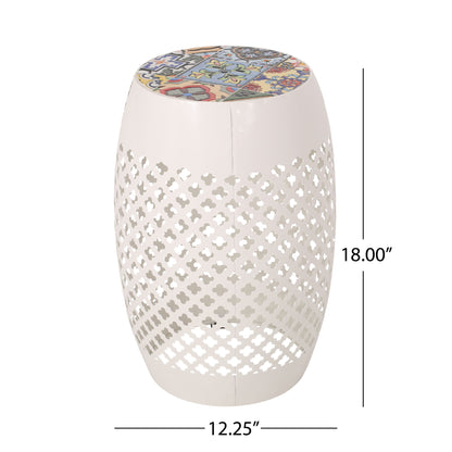 Roswell - Outdoor Side Table With Mosaic Tile Top Noble House