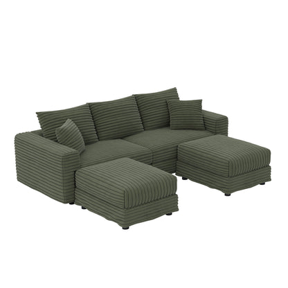 Convertible Deep Seat Sofa With Soft Pillows And Ottomans Home Essentials