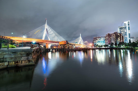 Tempered Glass With Foil - The Zakim In Boston - Dark Gray