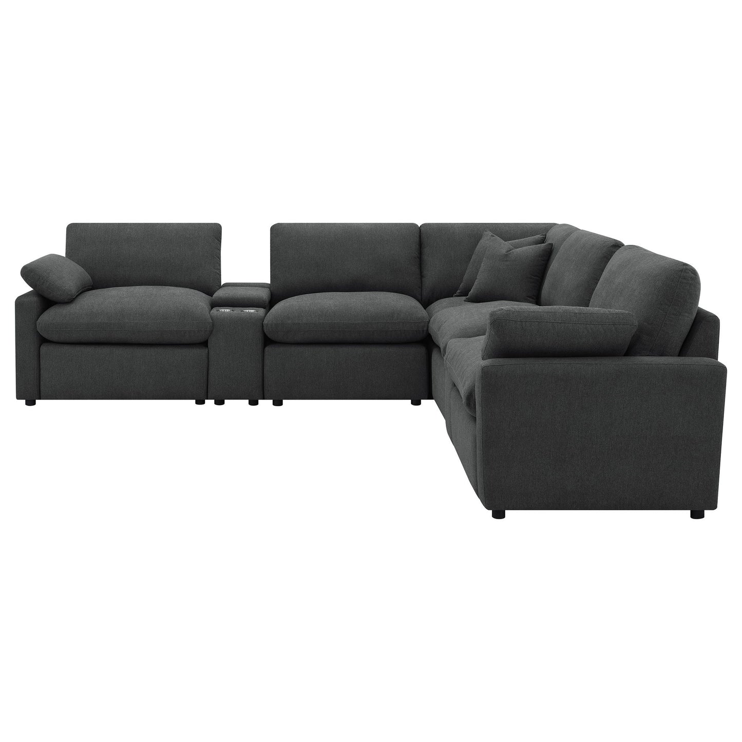 Modular Power Reclining With Lift Top Consoles, 7 Piece Configuration - Dark Gray Furniture Max