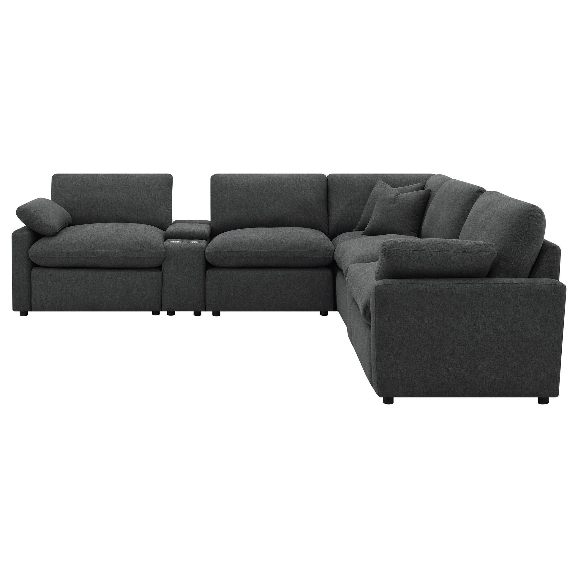 Modular Power Reclining With Lift Top Consoles, 7 Piece Configuration - Dark Gray Furniture Max