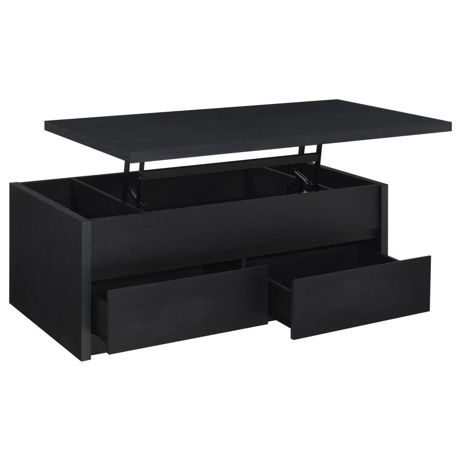 Knapp - Lift Top Cocktail Coffee Table With Dual Drawers - Black Coaster Fine Furniture