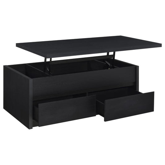 Knapp - Lift Top Cocktail Coffee Table With Dual Drawers - Black Coaster Fine Furniture