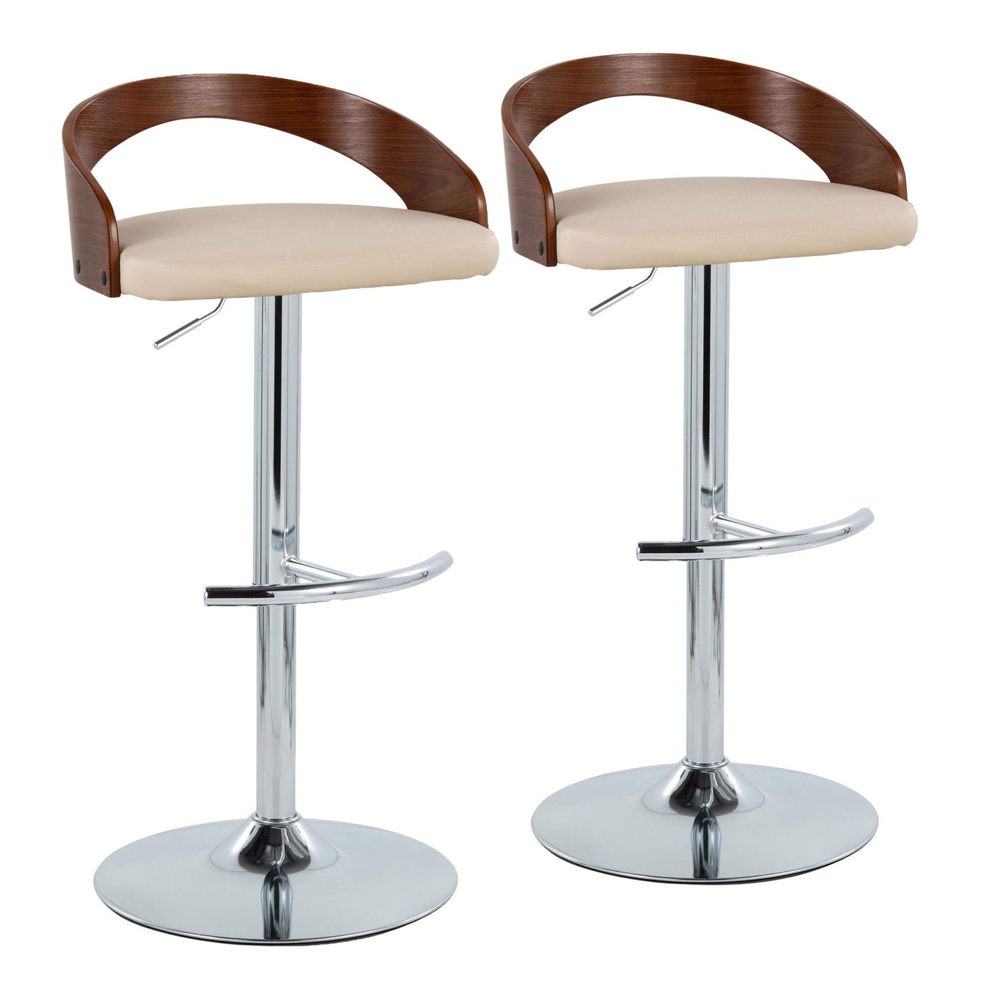 Grotto - Contemporary Adjustable Barstool & Swivel With Rounded T Footrest (Set of 2) Lumi Source