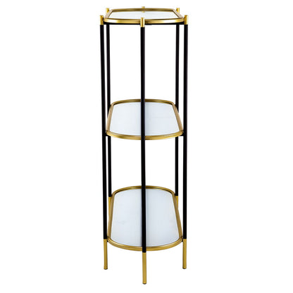 3 Tier Metal Console Table Mirrored Shelf - Black / Gold