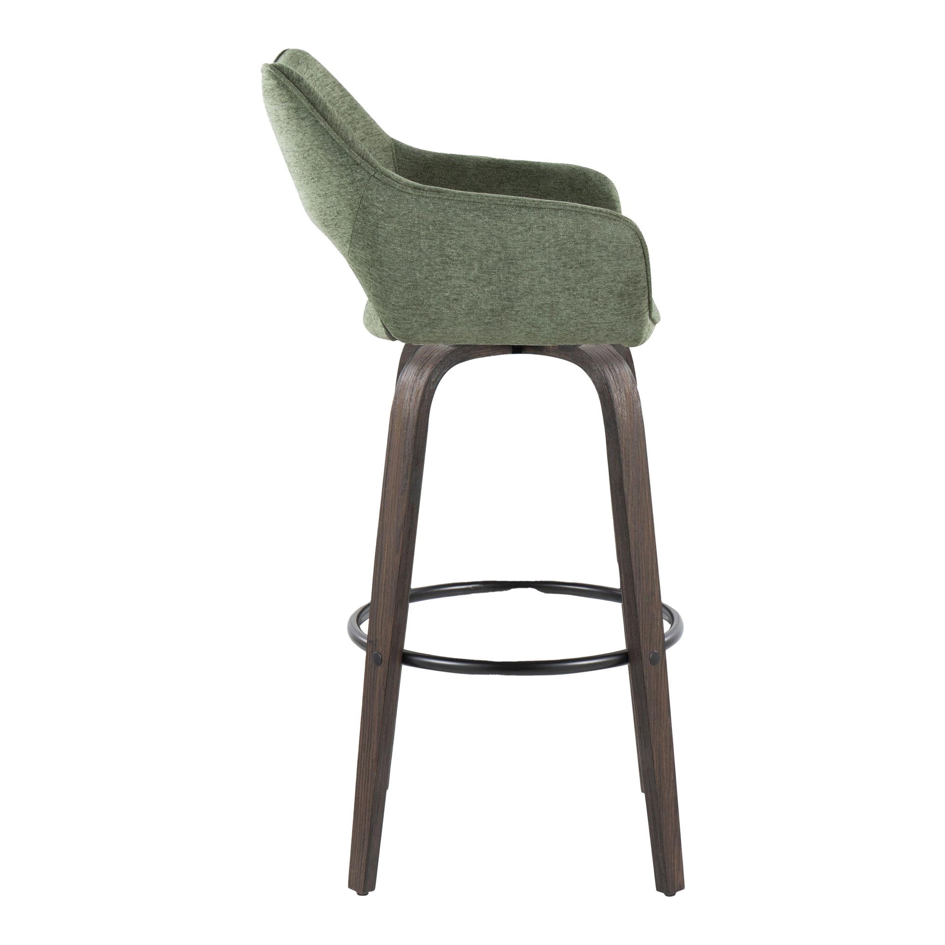 Mustang - Contemporary Fixed Height Barstool With Swivel With Round Footrest (Set of 2) Lumi Source