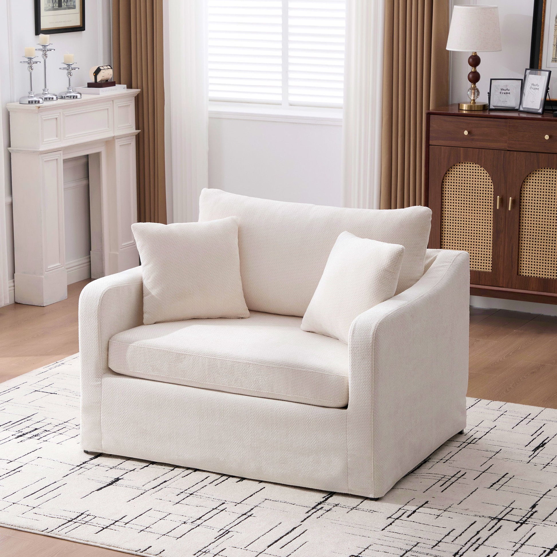 Farmhouse Accent Chair With 2 Bolster Pillows Home Essentials