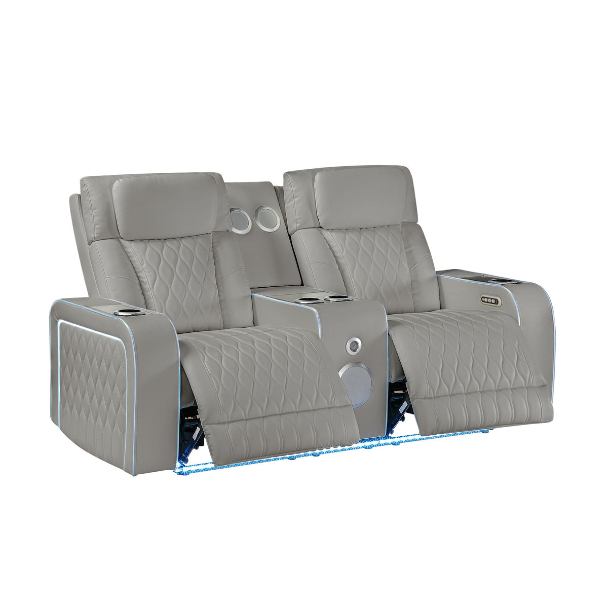 Electra - Power Reclining Loveseat With Power Headrests, Console, Speakers, Massage, LED Lighting And USB Control Matrix Furniture Group