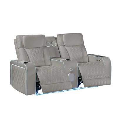 Electra - Power Reclining Loveseat With Power Headrests, Console, Speakers, Massage, LED Lighting And USB Control Matrix Furniture Group