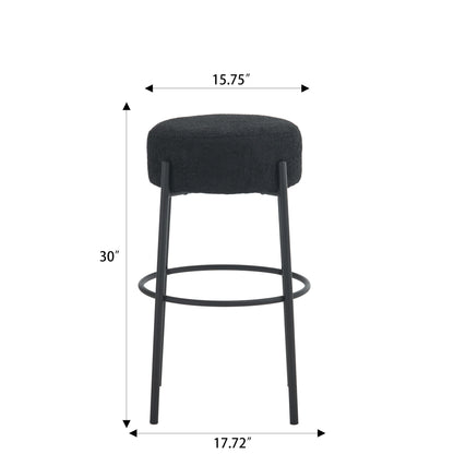 Round High Bar Stools (Set of 2), Contemporary Upholstered Dining Stools For Kitchens, Coffee Shops And Bar Stores Home Essentials