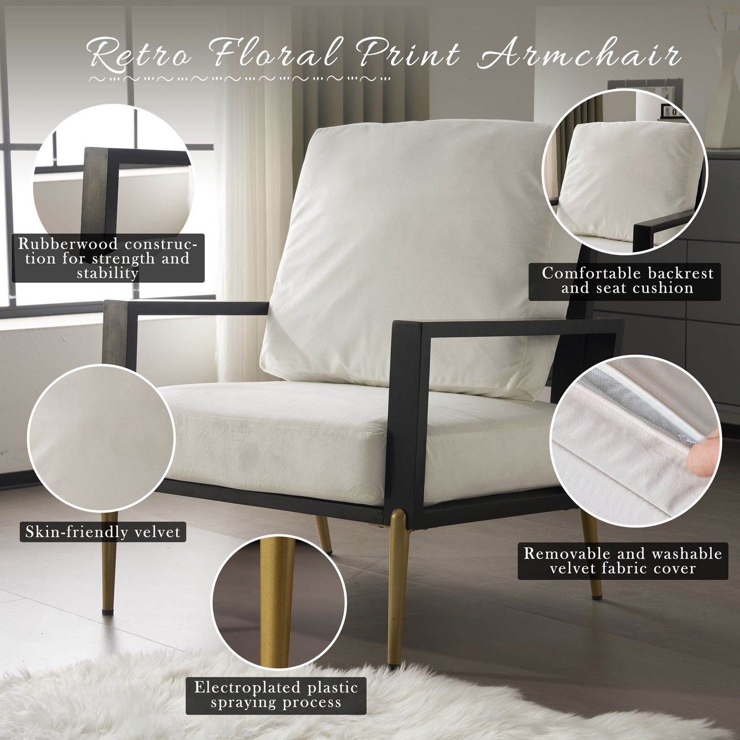 Modern Armchair With Solid Wood Frame Noble House