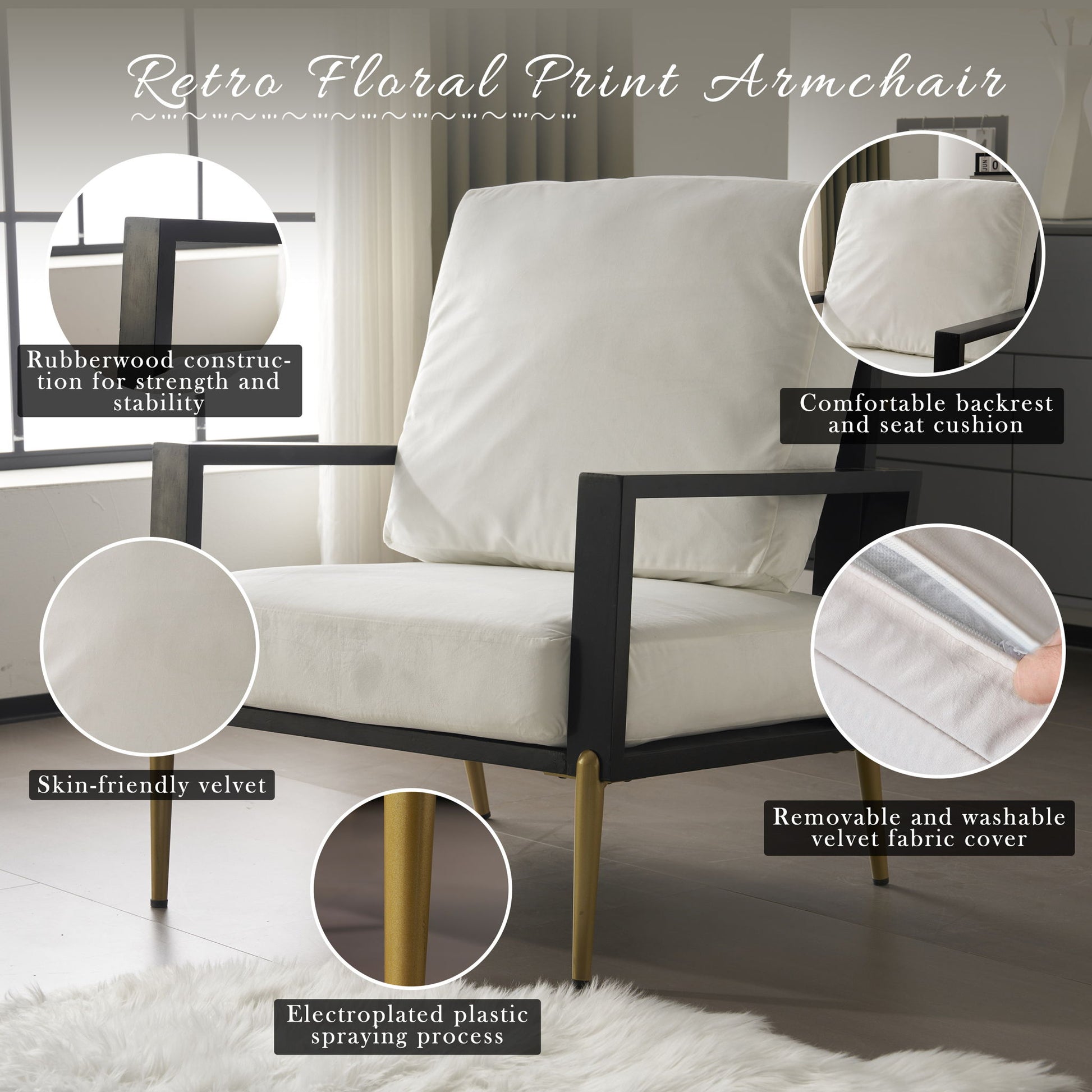Modern Armchair With Solid Wood Frame Noble House