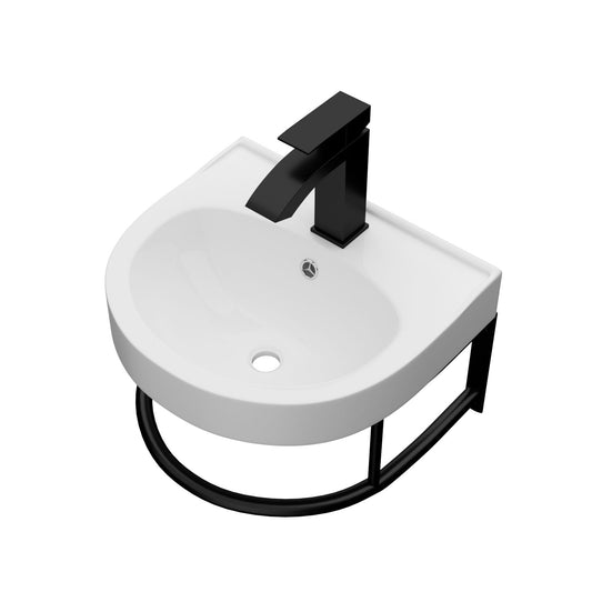 Wall Mounted Bathroom Sink With Towel Bar And Faucet - White / Black Daily Nest