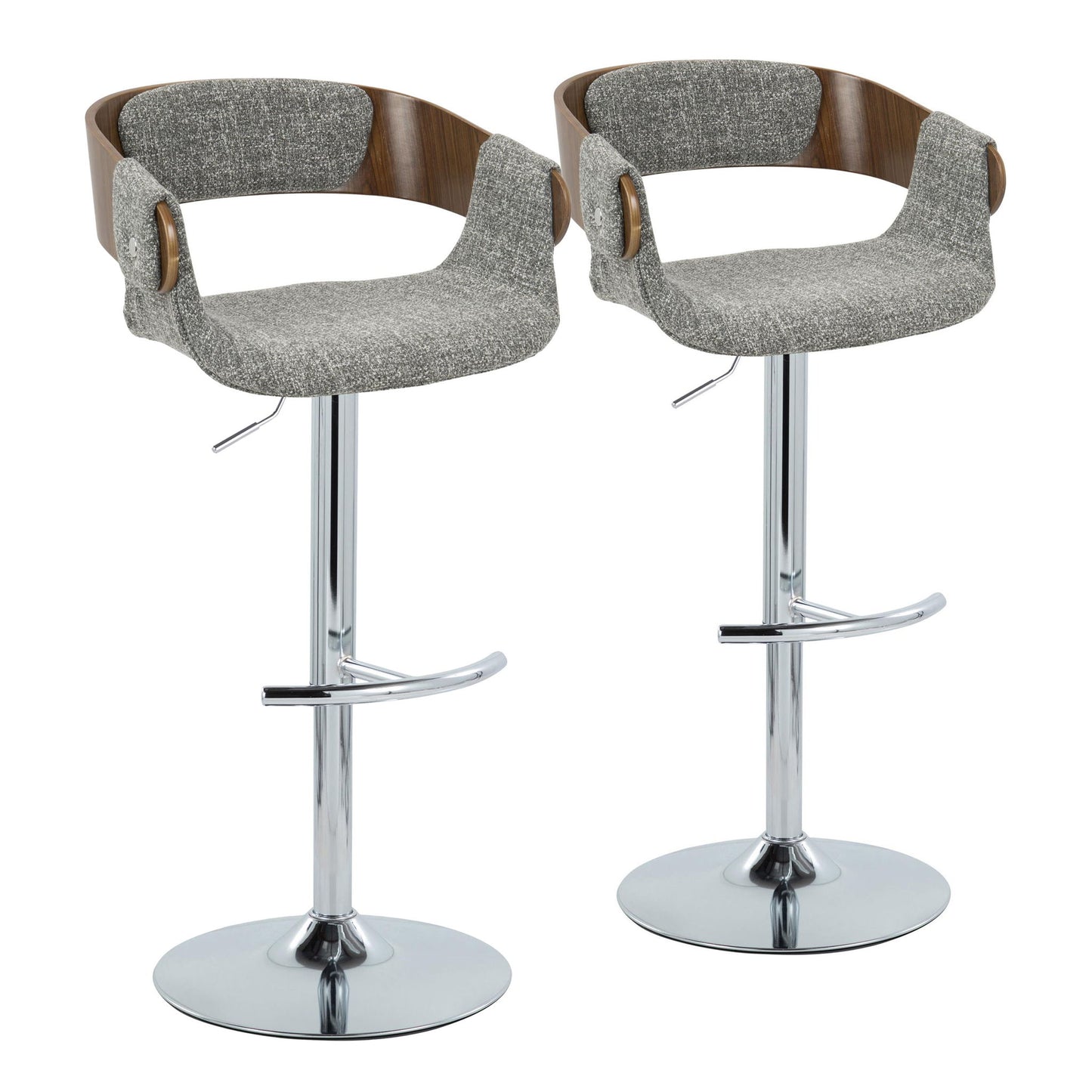 Elisa - Mid Century Modern Adjustable Barstool With Swivel With Rounded T Footrest (Set of 2) Lumi Source