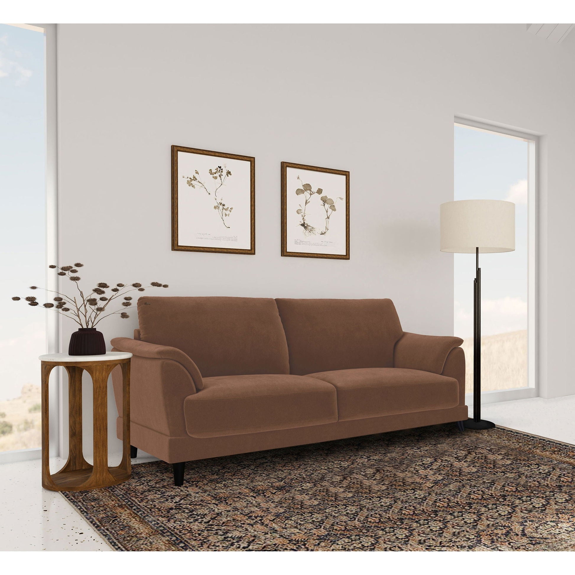 Dania - Sofa With Tufted Arms - Rust Furniture Max