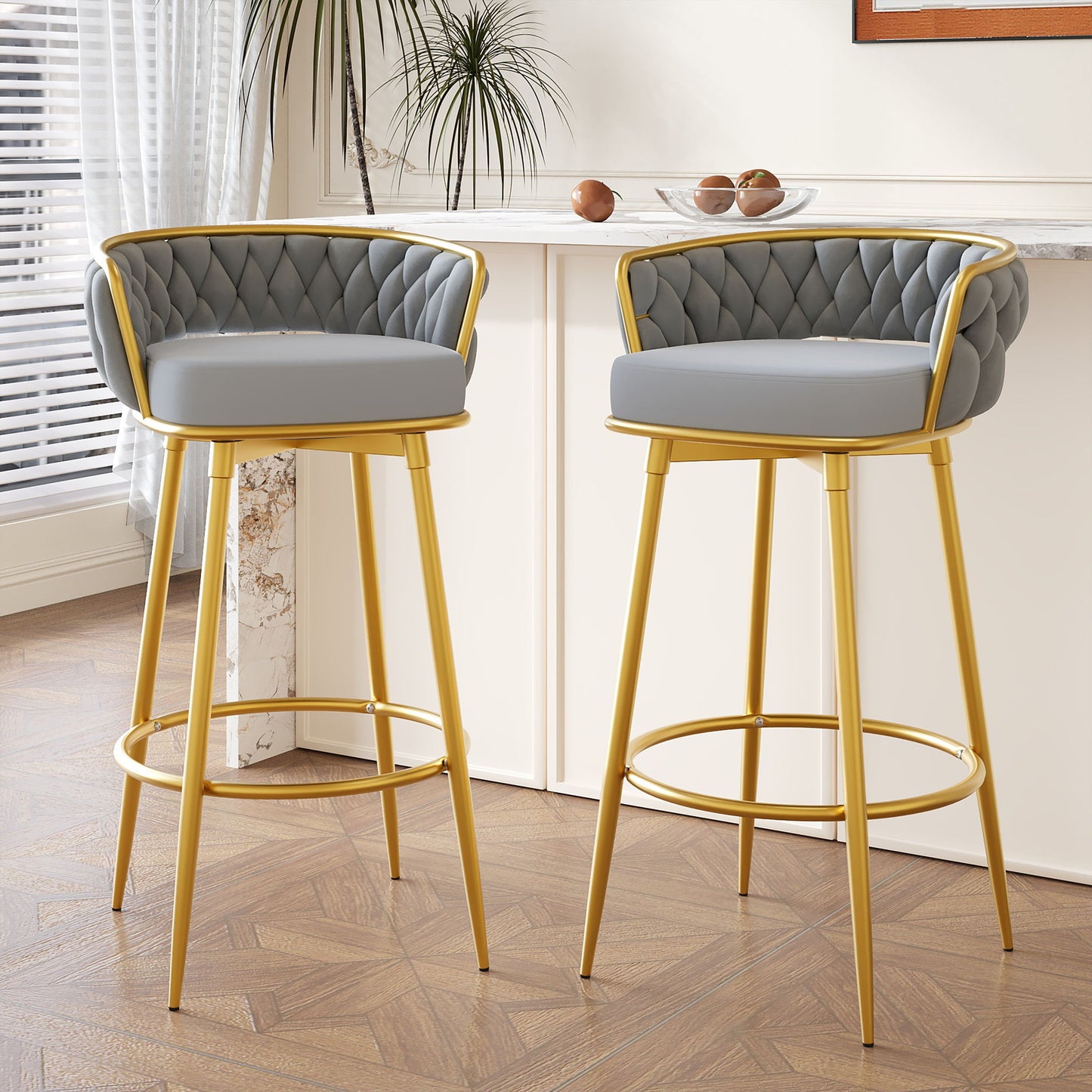 Modern Low Back Upholstered Counter Height Bar Stools (Set of 2) Noble House