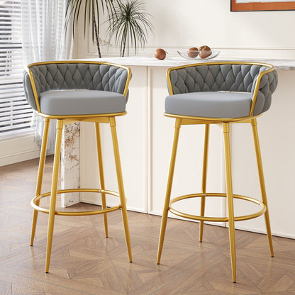 Modern Low Back Upholstered Counter Height Bar Stools (Set of 2) Noble House
