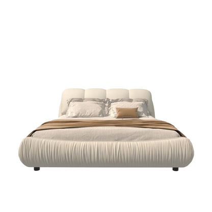 Luxury Upholstered Platform Bed With Oversized Padded Backrest And Solid Wood Frame Home Essentials