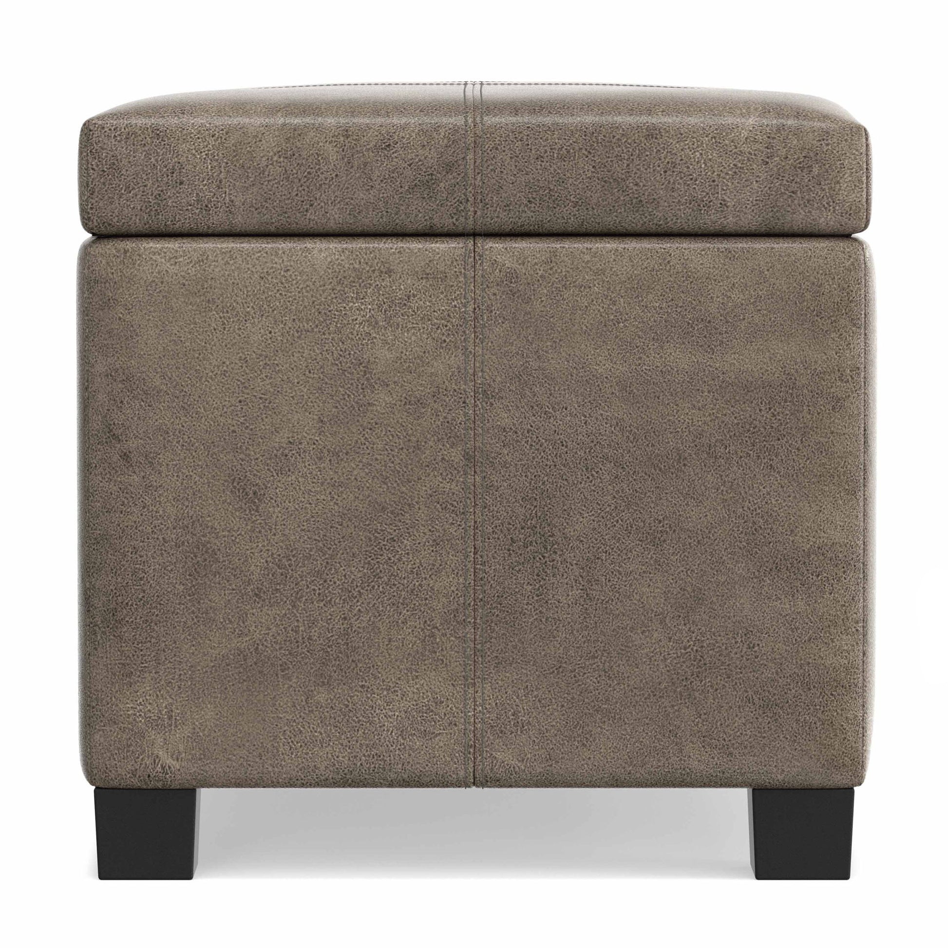 Dover - Storage Ottoman In Smoky Leather With Lift Up Storage - Brown Simpli-Home
