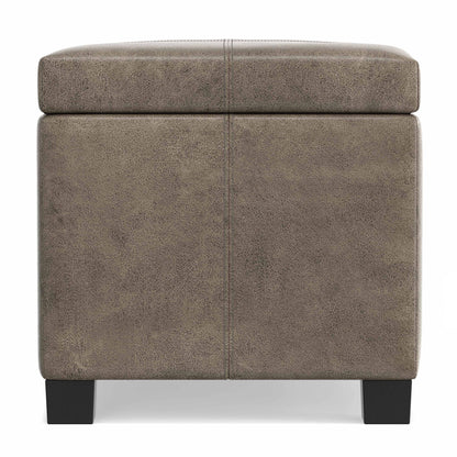 Dover - Storage Ottoman In Smoky Leather With Lift Up Storage - Brown Simpli-Home