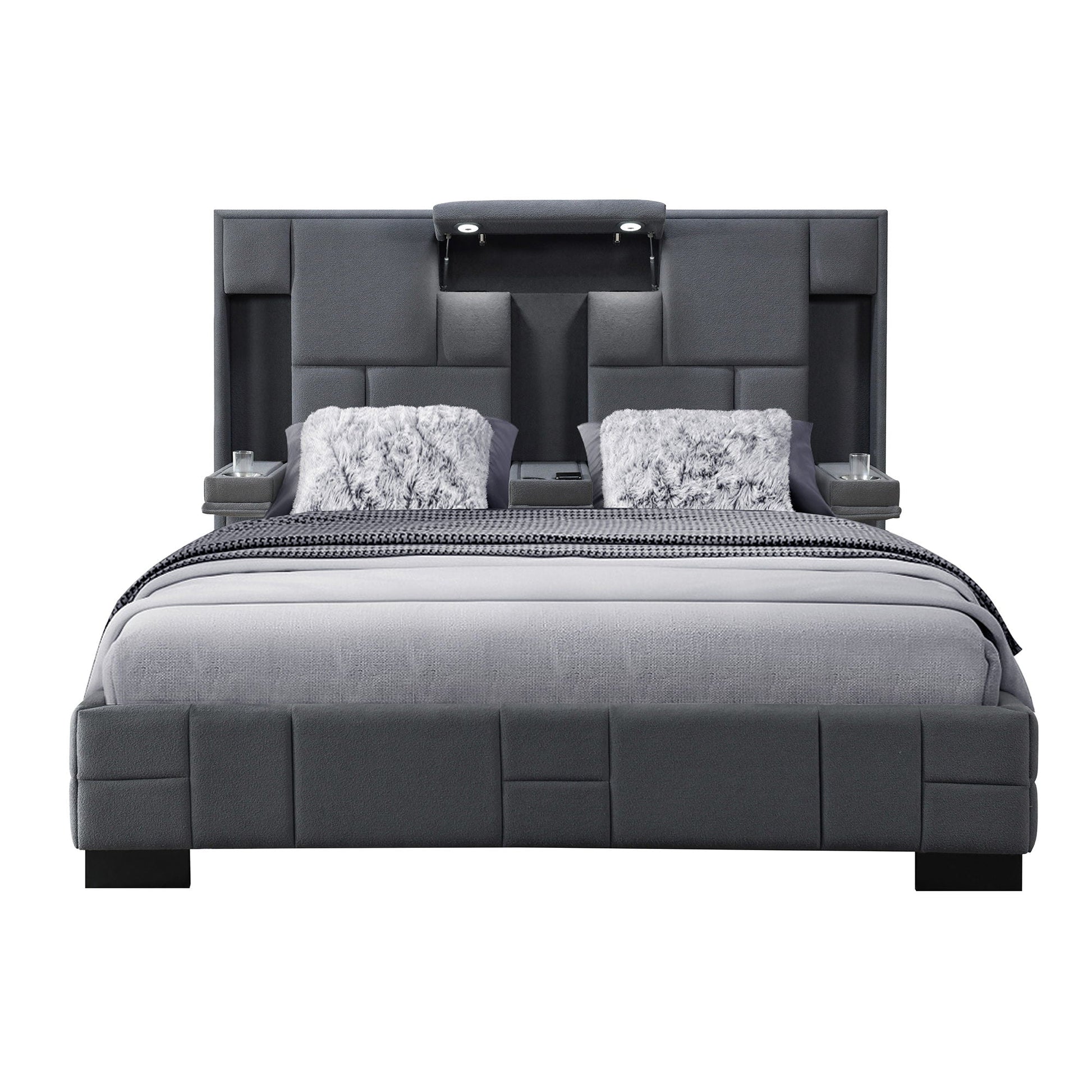 Yaris - Contemporary Bed With Wireless Charging And LED Lights Global Furniture USA
