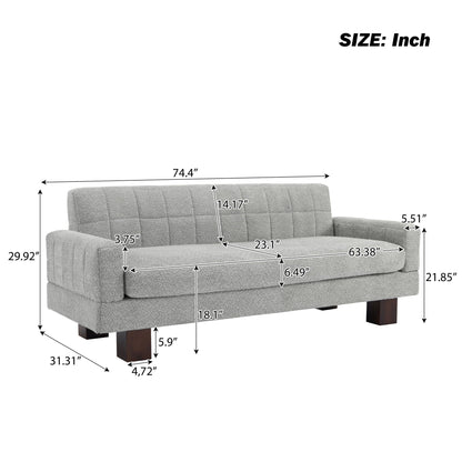 Modern Loveseat Sofa, 2 Seater With Square Arms For Living Room Noble House