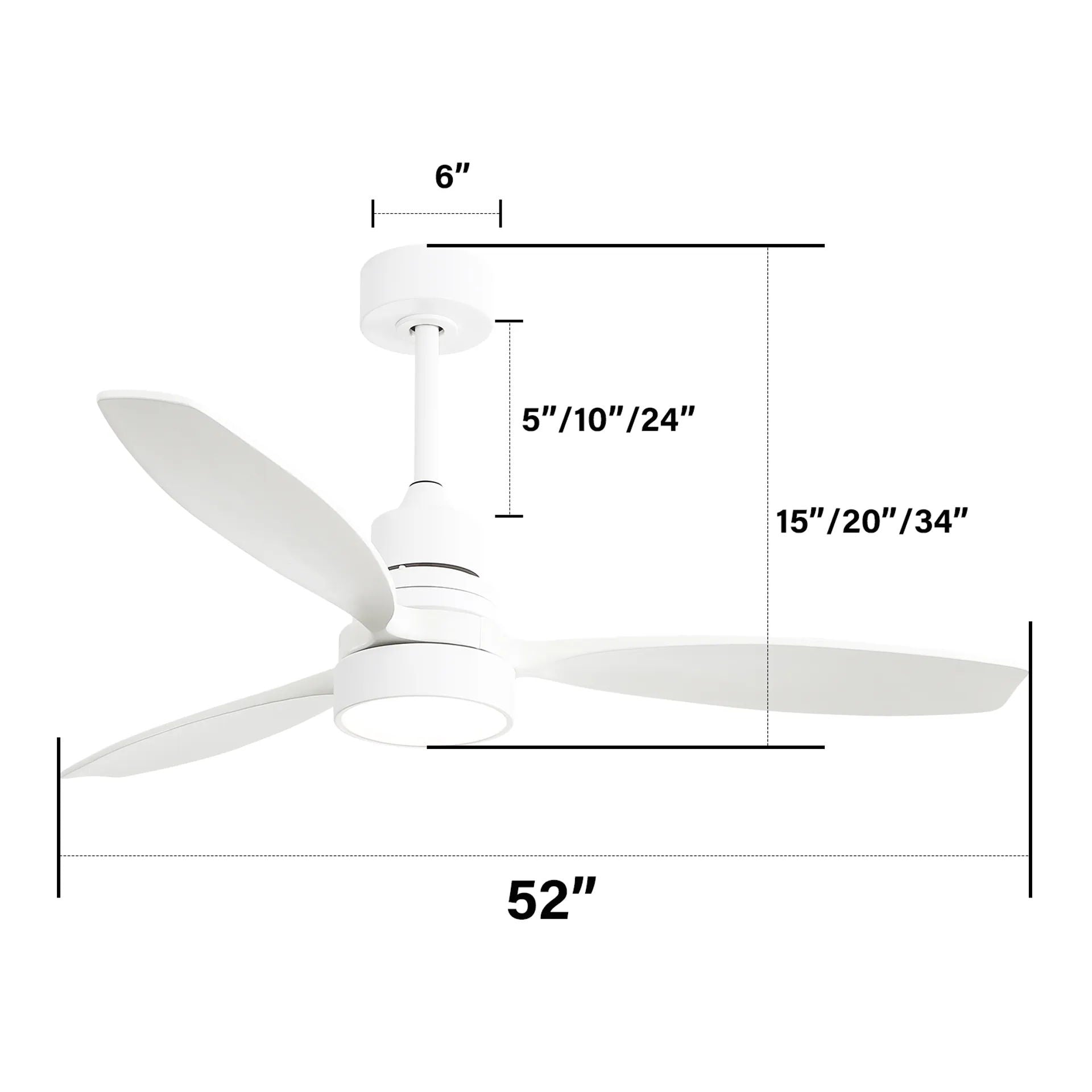 Wooden Ceiling Fan With 3 Solid Wood Blades Remote Control Reversible DC Motor With LED Light Daily Nest