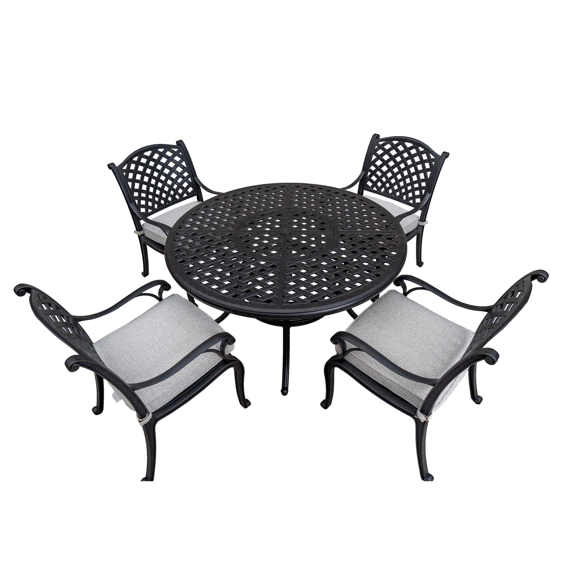 Stylish Outdoor 5 Piece Aluminum Dining Set With Cushion (4 Arm Chairs And Table) - Sandstorm Home Essentials