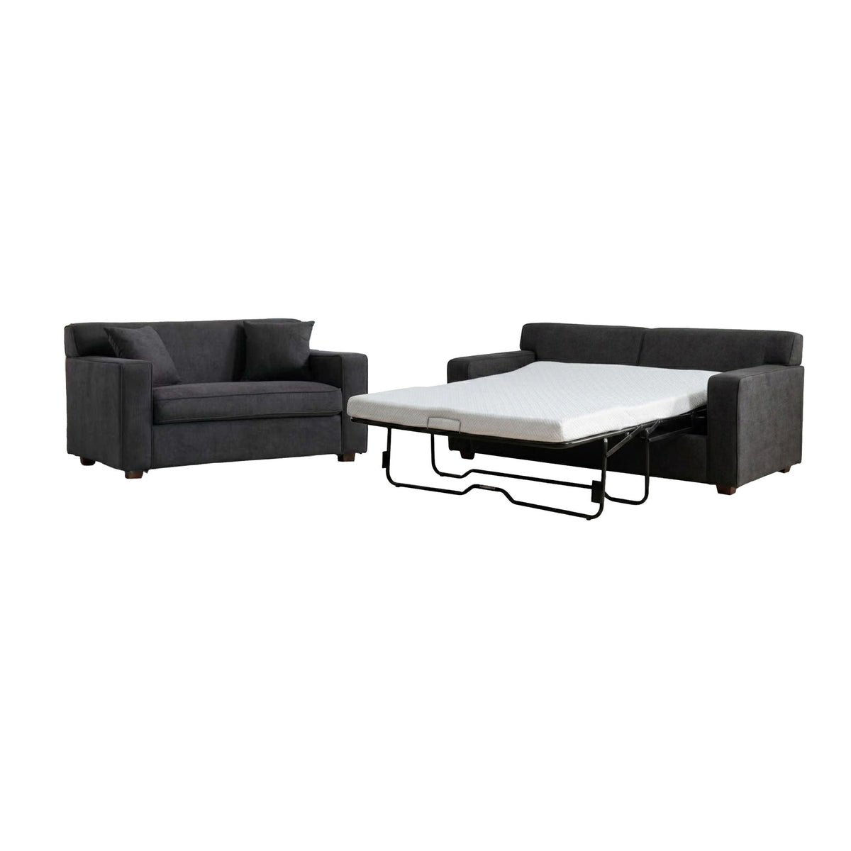 Convertible Sleeper Loveseat & Chair Set With Fold Out Mattress, Loveseat & Chair - Gray Home Essentials