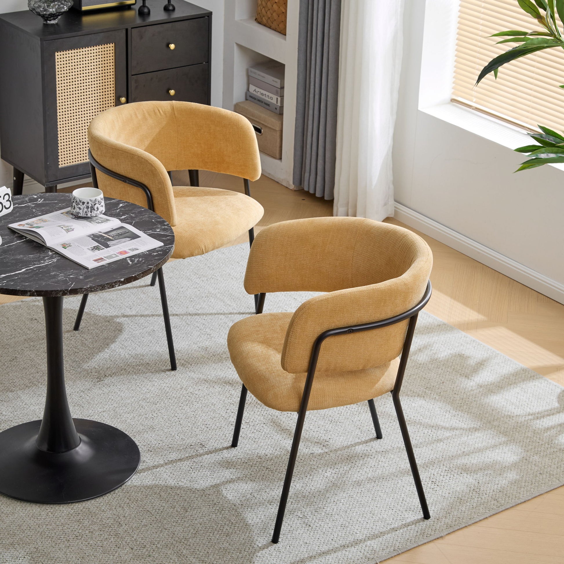 Modern Upholstered Arm Dining Chair Set Noble House