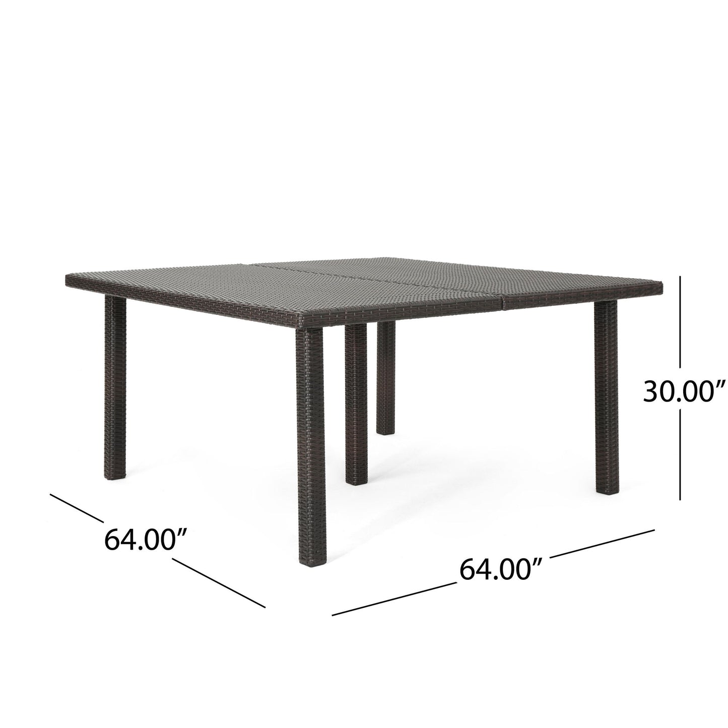 Outdoor Square Rattan Wicker Dining Table - Brown Noble House