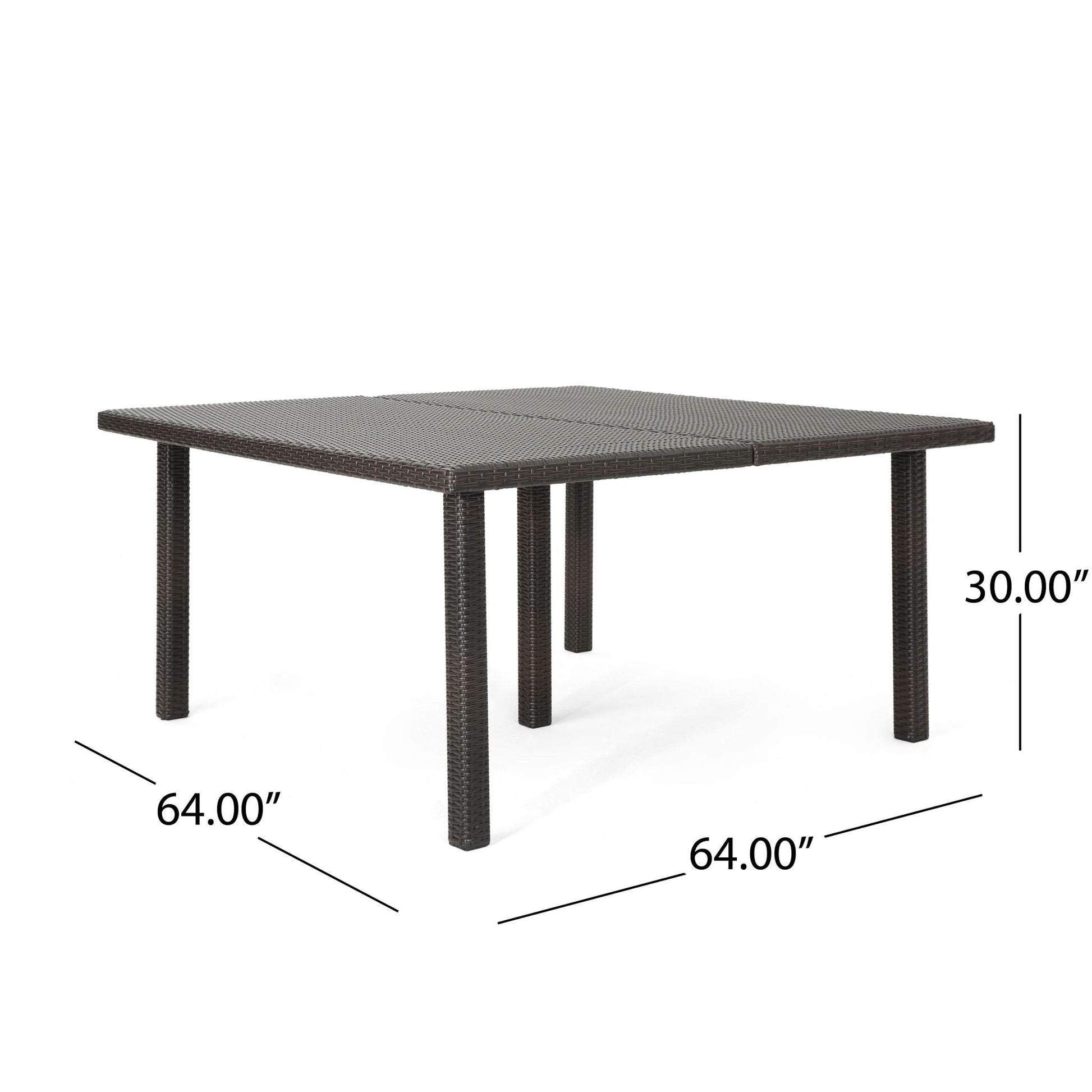 Outdoor Square Rattan Wicker Dining Table - Brown Noble House