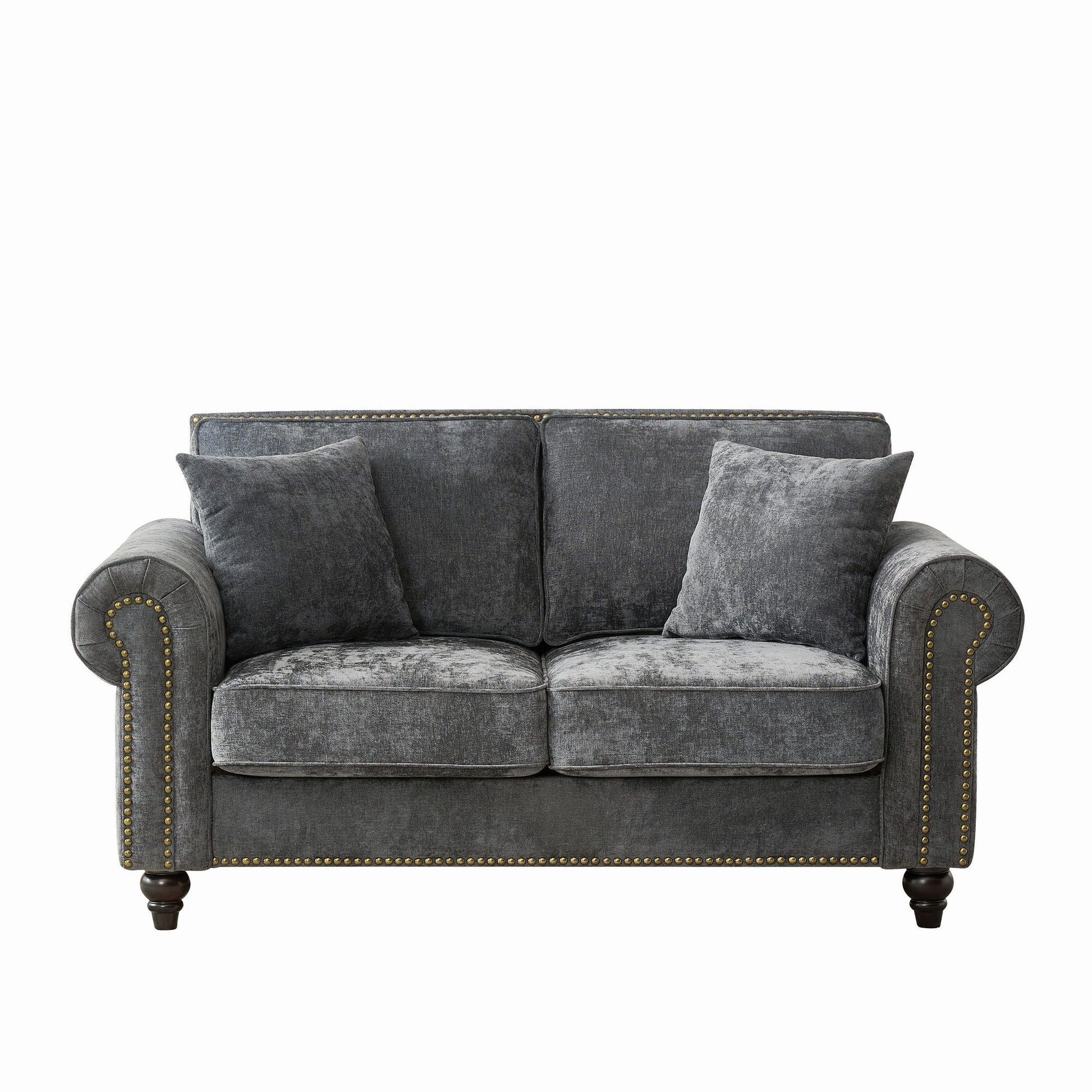 2 Seater Sofa With Rolled Arms, Tufted Upholstered Couch Home Essentials
