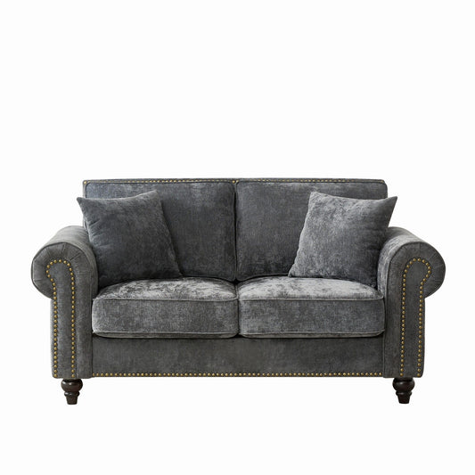 2 Seater Sofa With Rolled Arms, Tufted Upholstered Couch Home Essentials
