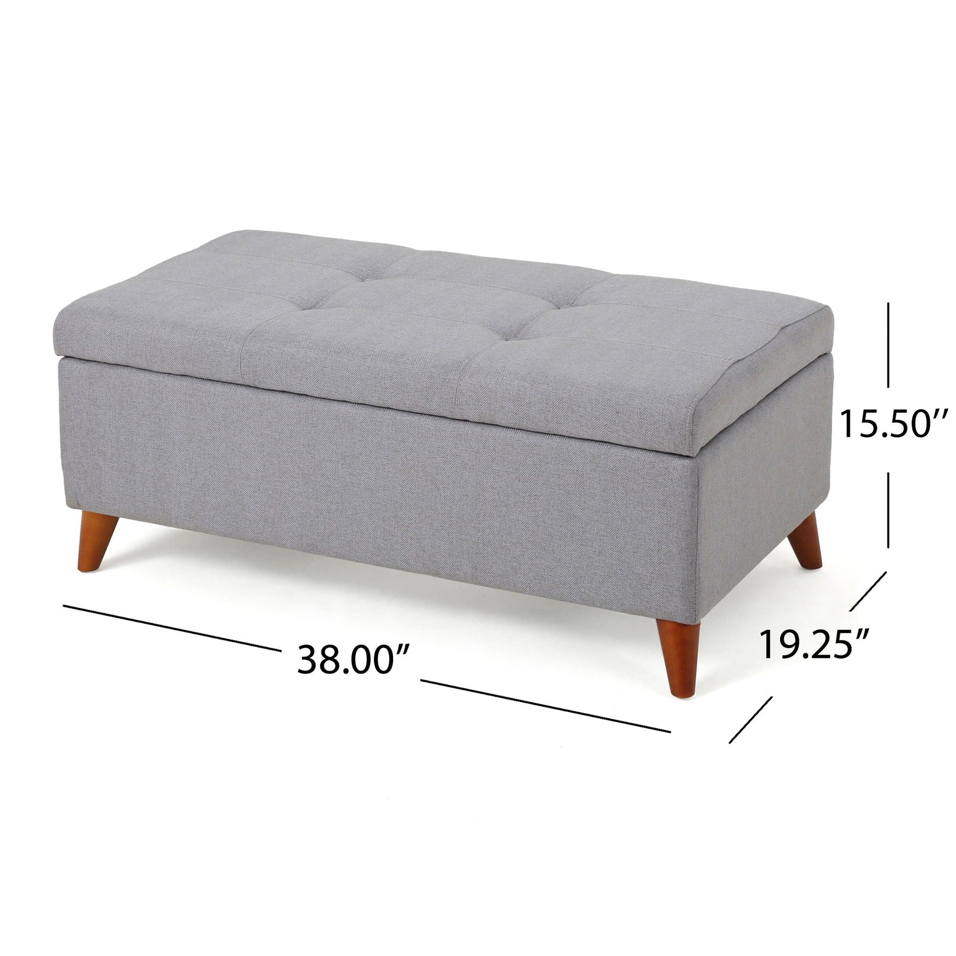 Kinetics - Upholstered Storage Ottoman With Lift-Top And Button Tufted Seat - Light Gray Noble House
