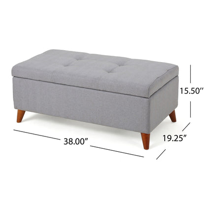 Kinetics - Upholstered Storage Ottoman With Lift-Top And Button Tufted Seat - Light Gray Noble House