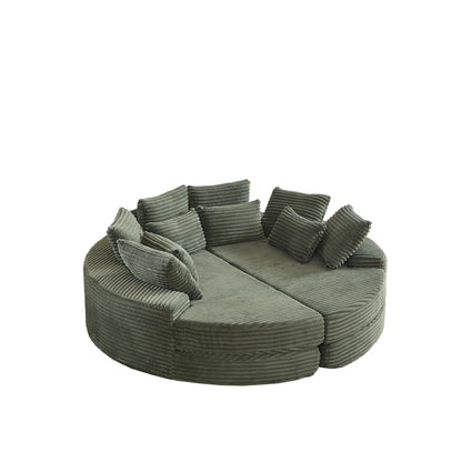 Round Oversized Sofa Bed With 5 Throw Pillows Home Essentials
