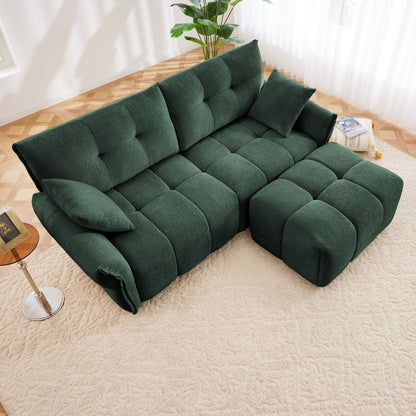 Sofa Set With Ottoman And Pillows, Textured, High Resilience Cushions Home Essentials